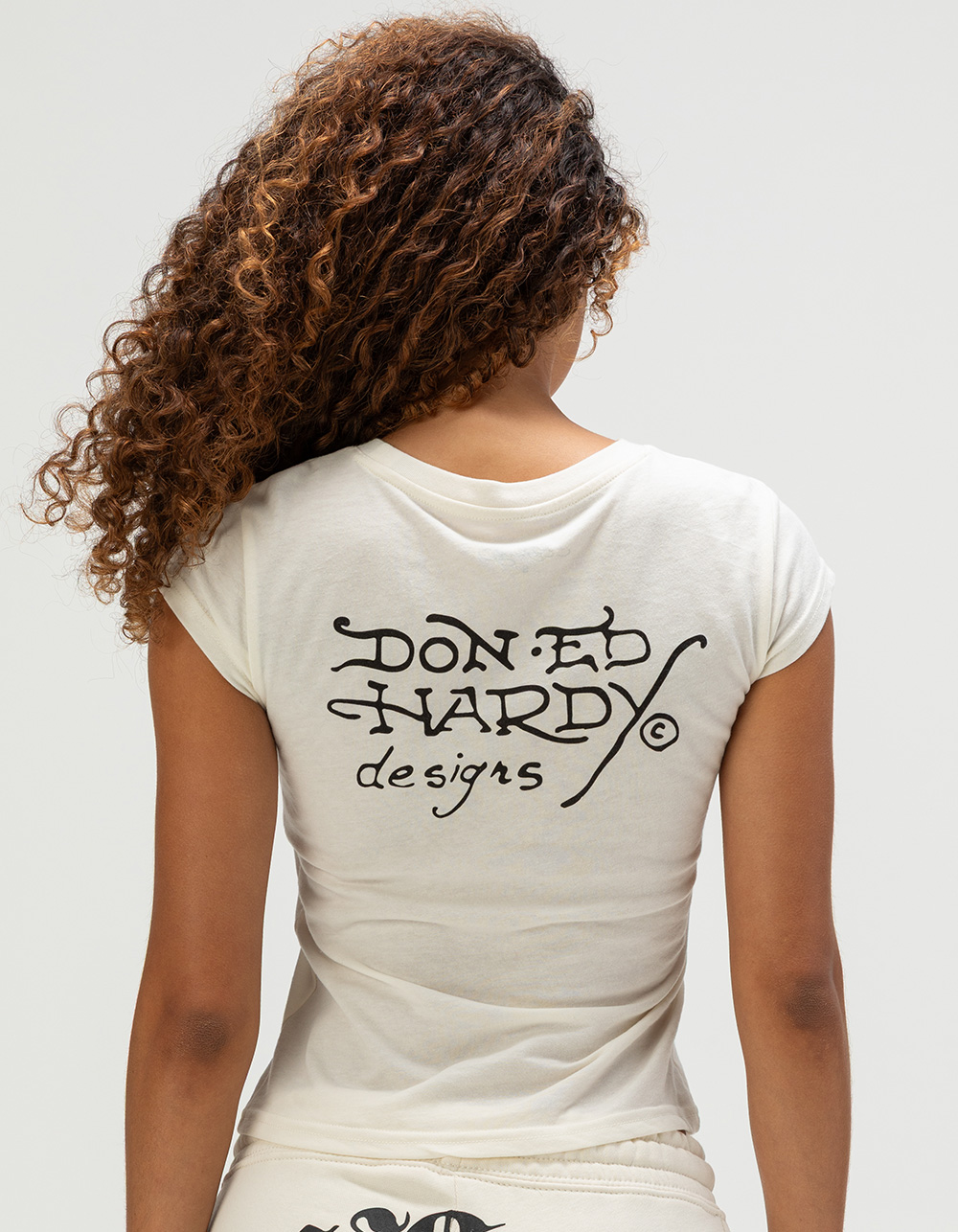 ED HARDY Love Kills Slowly Womens Cap Sleeve Tee - IVORY