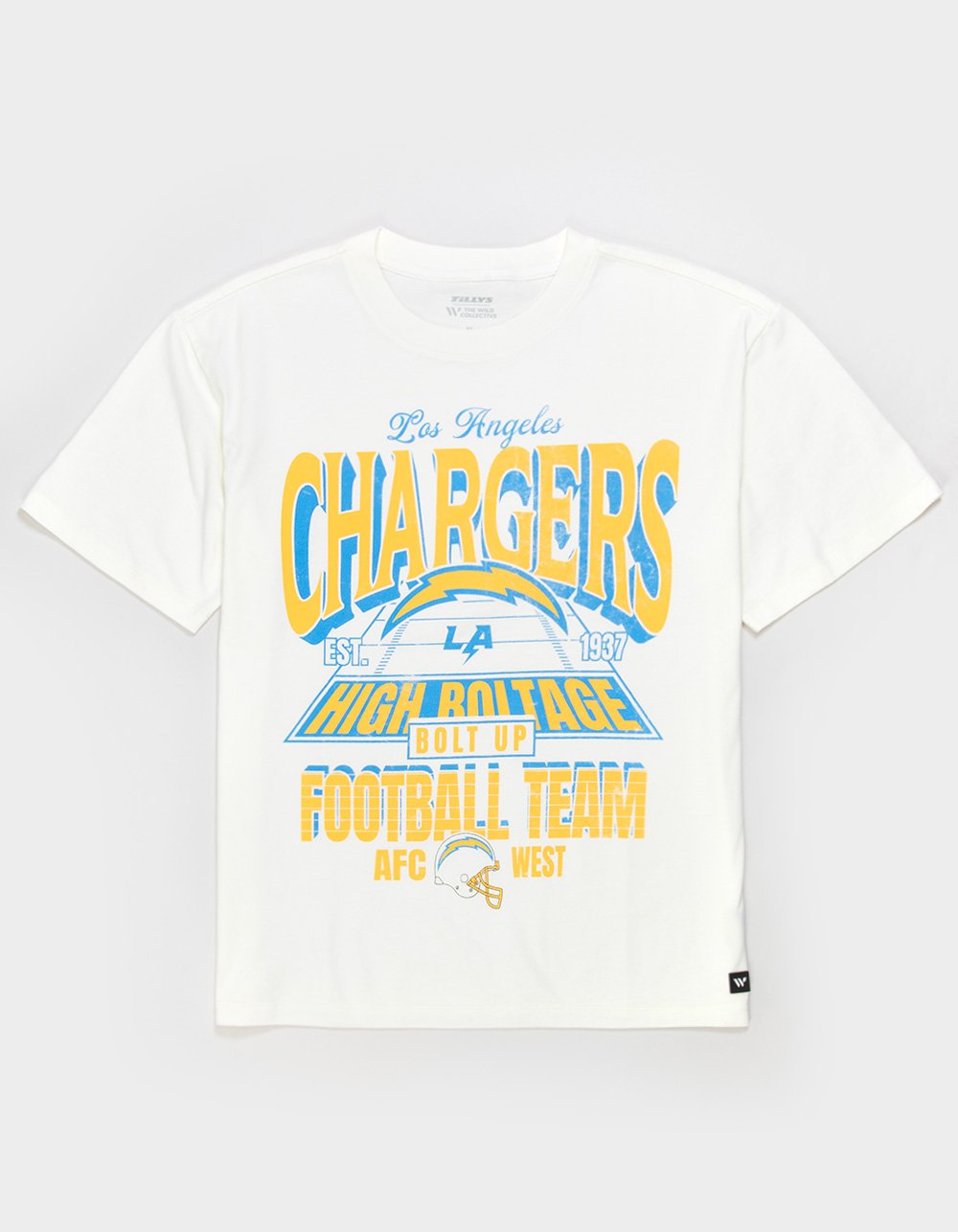 THE WILD COLLECTIVE Los Angeles Chargers Player Mens Boxy Tee - CREAM
