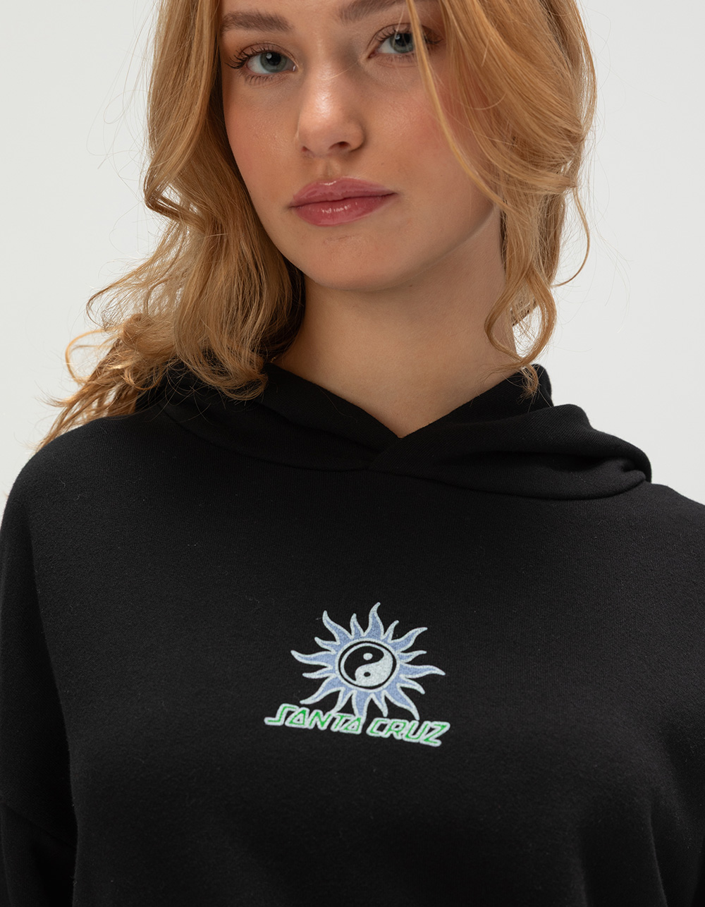 SANTA CRUZ Sol Spiral Womens Crop Hoodie - BLACK
