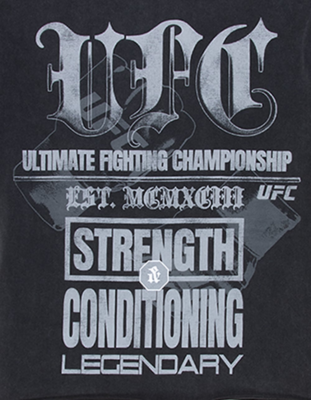 UFC Foundation Mens Crop Boxy Tee - WASHED BLACK