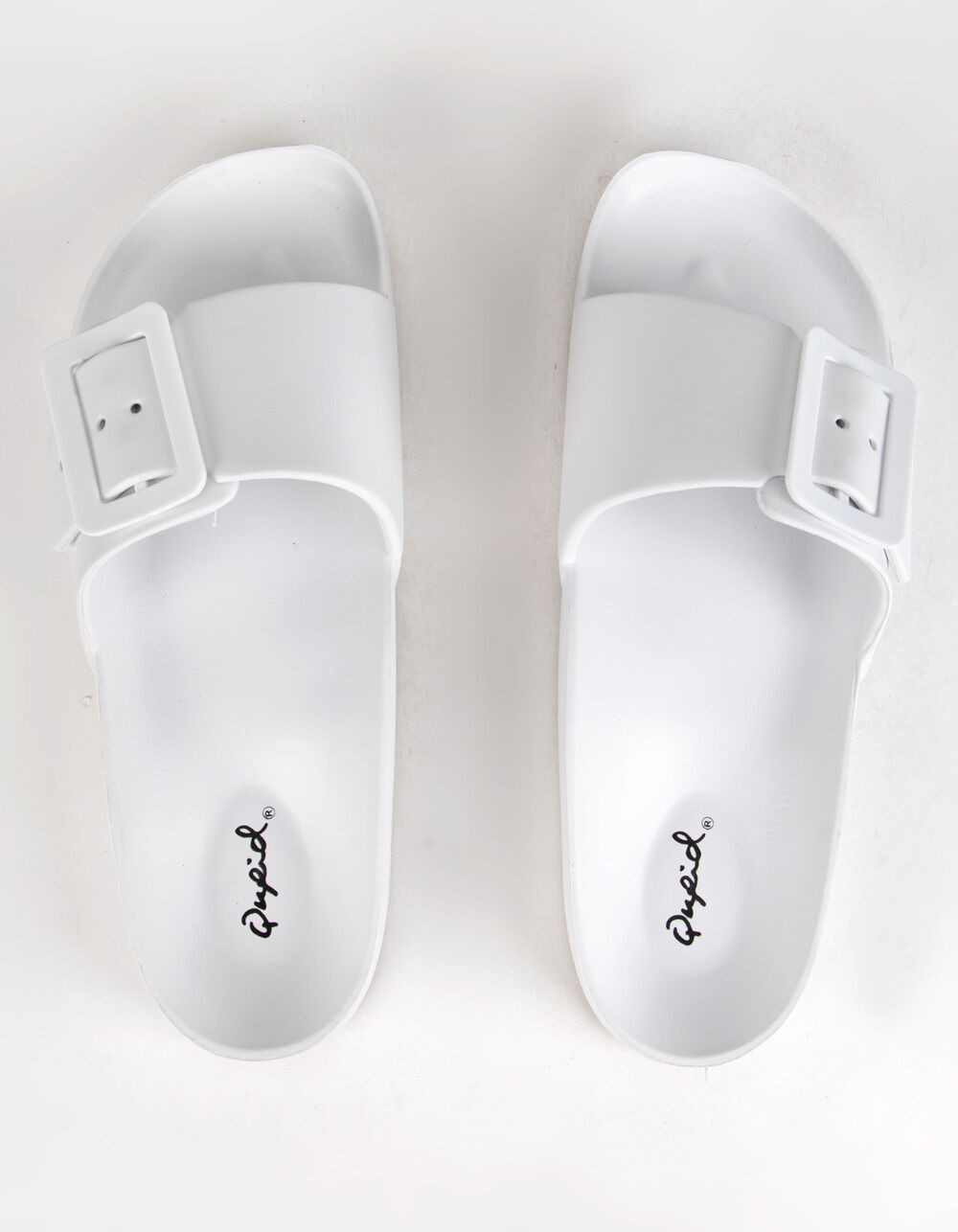 QUPID Buckle Eva Womens White Slides WHITE Tillys