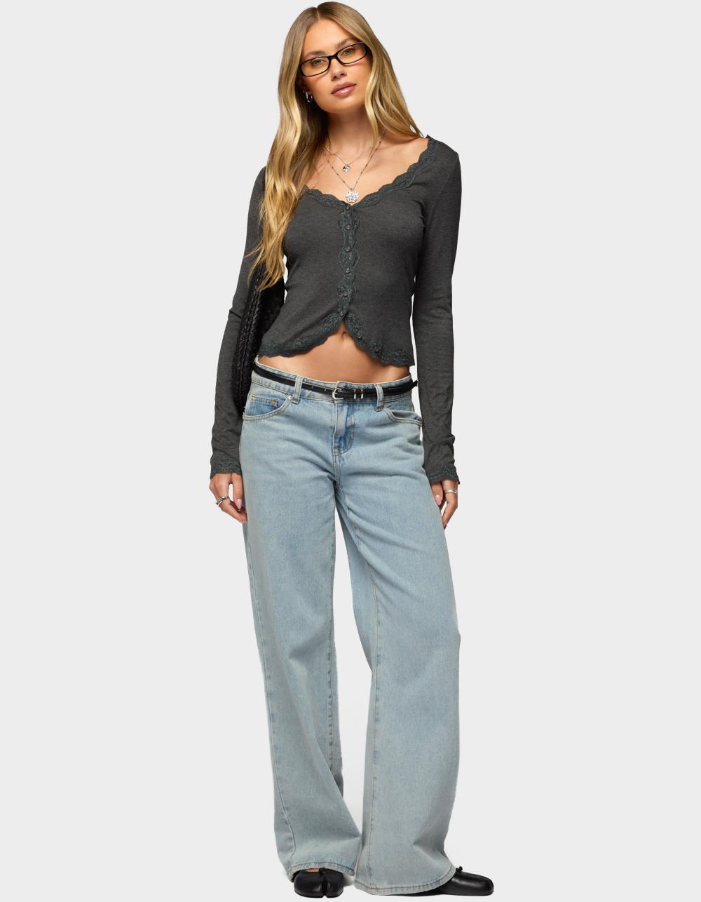 EDIKTED Gayle Lacey Button Up Top - DARK GRAY