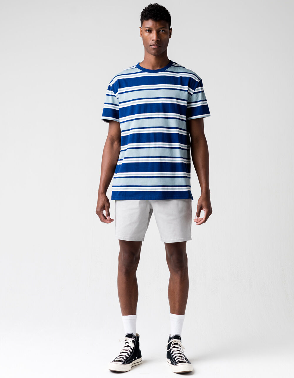 RSQ Oversized Striped Mens Navy T-Shirt - NAVY COMBO | Tillys