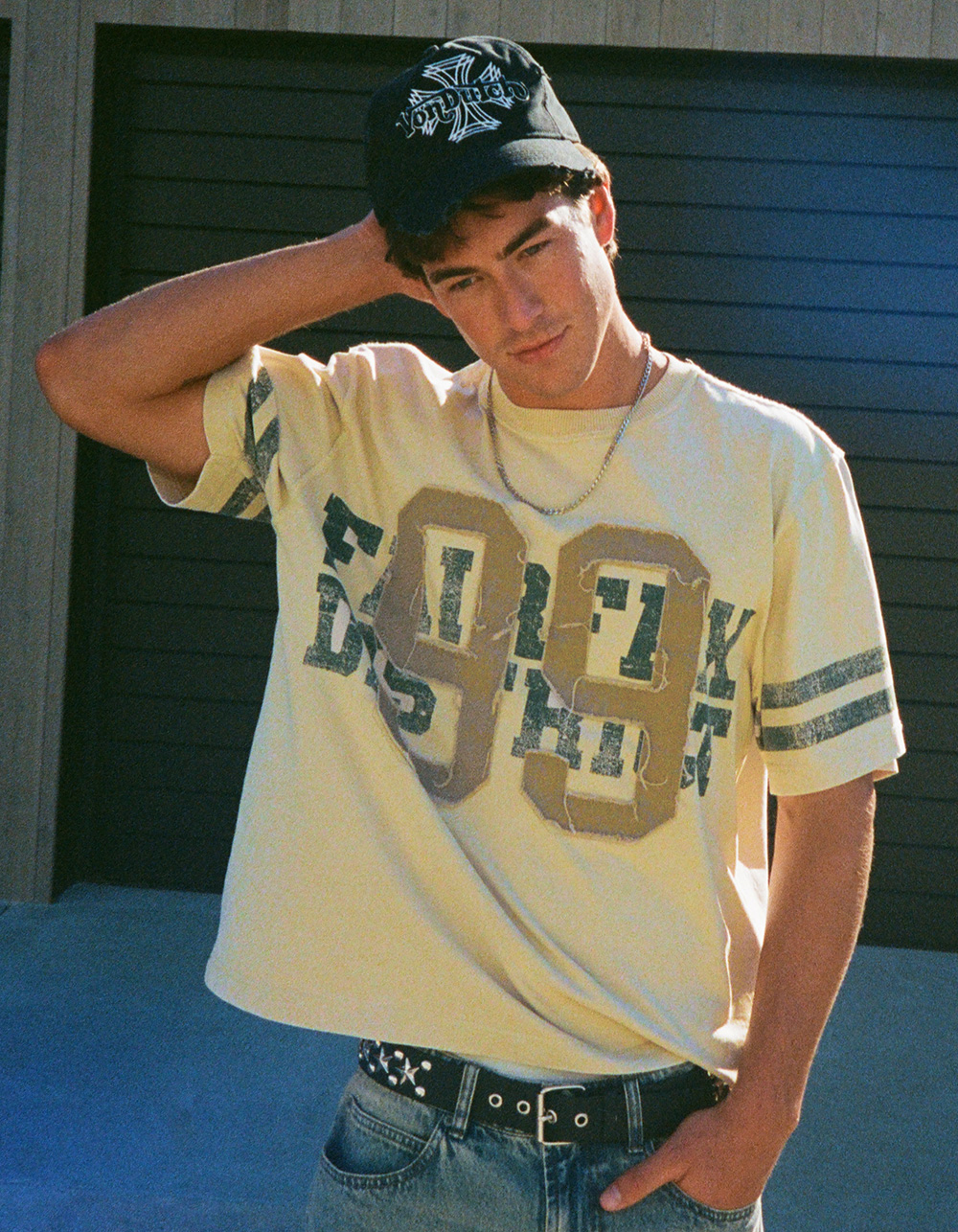 RSQ Mens Boxy Jersey Tee - TAN
