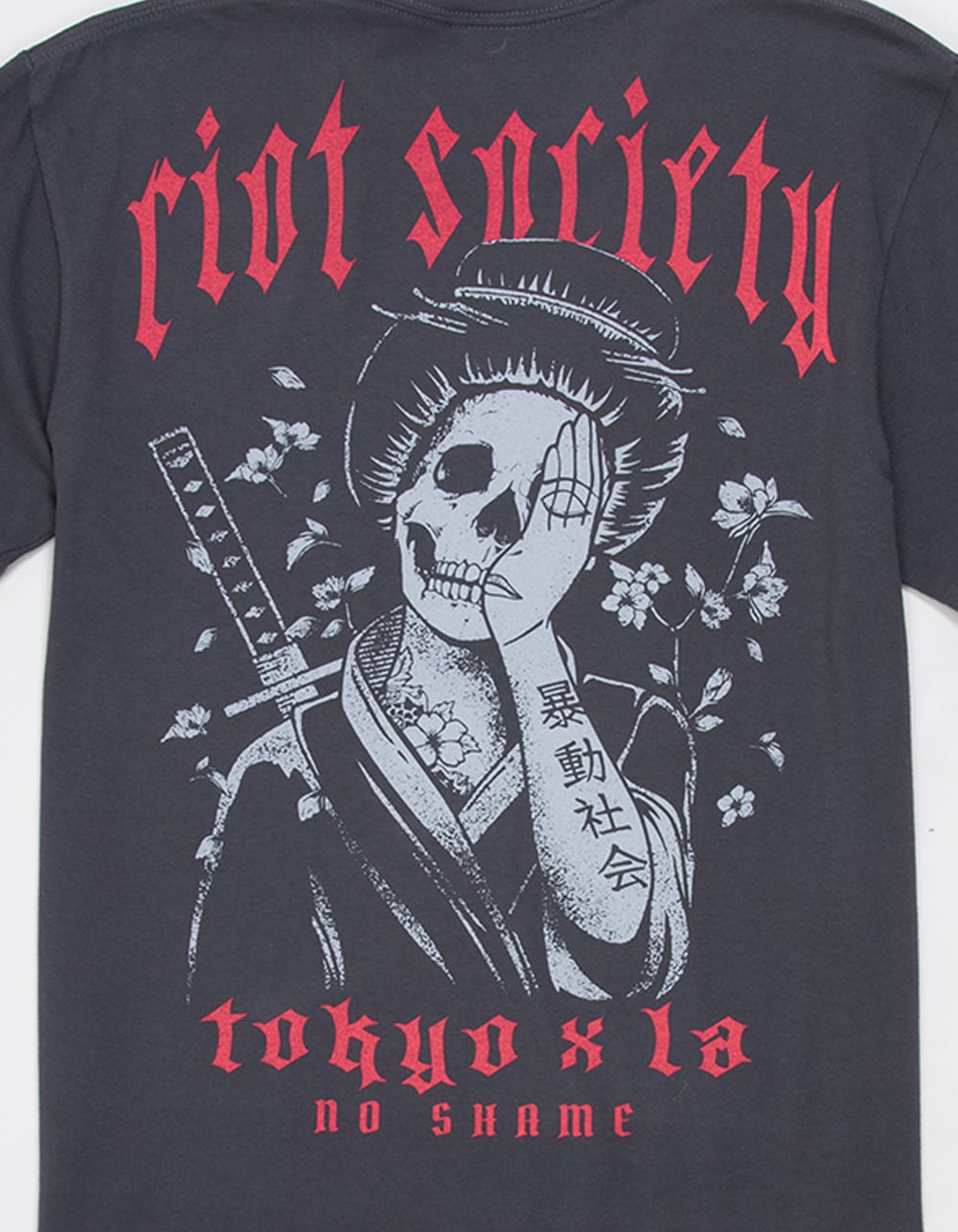 RIOT SOCIETY Geisha Mens Heavyweight Tee - CHARCOAL