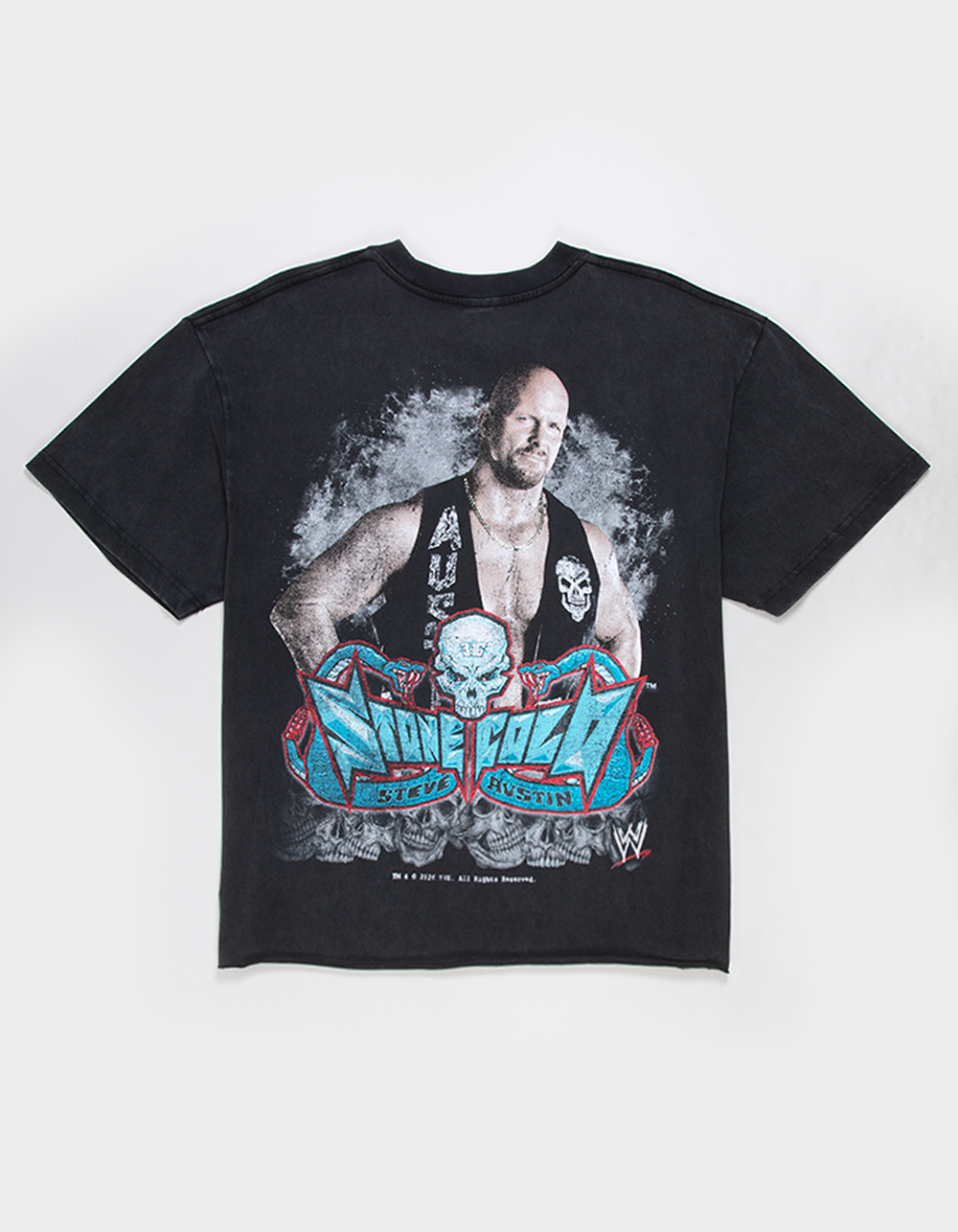 WWE Stone Cold Mens Crop Boxy Tee - WASHED BLACK
