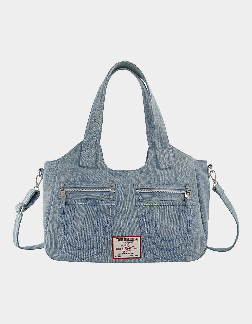 TRUE RELIGION Horseshoe Stitch Denim Satchel Bag - DENIM