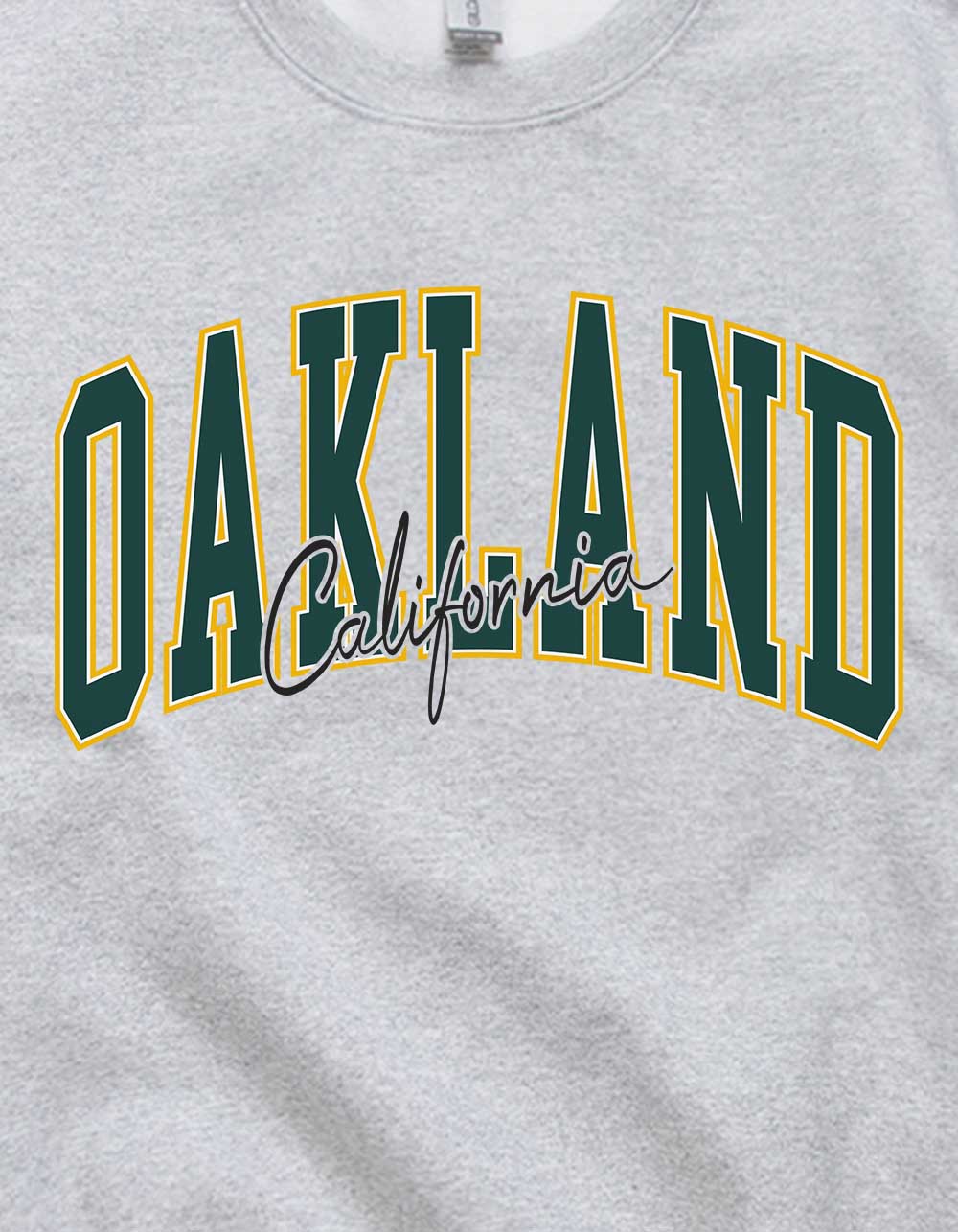 OAKLAND California Script Unisex Crewneck Sweatshirt - HEATHER GRAY