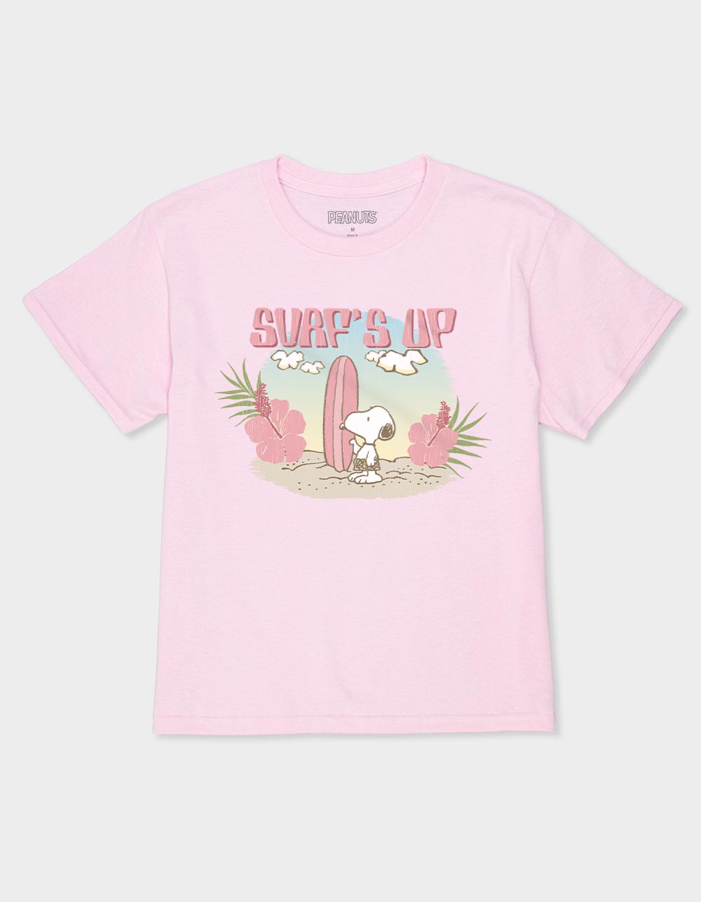 PEANUTS Snoopy Surf's Up Unisex Kids Tee - LIGHT PINK