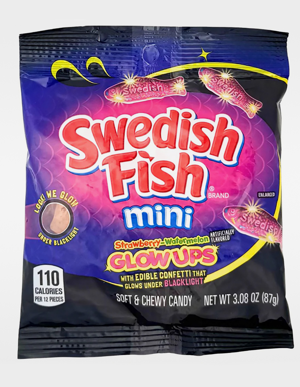 SWEDISH FISH Mini Glow Ups Gummy Candy - MULTI