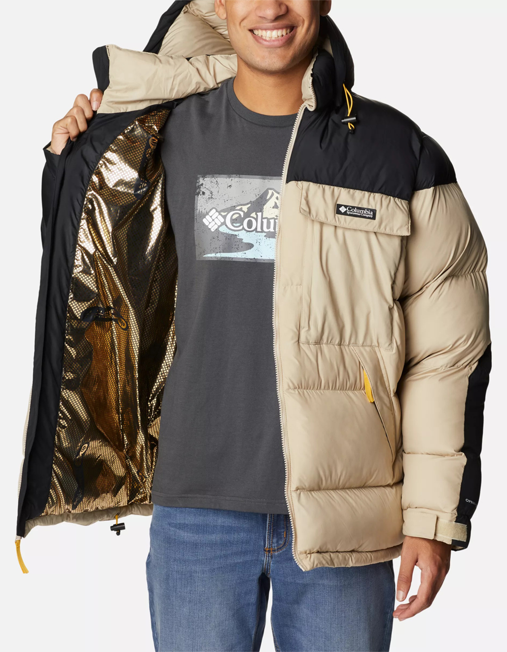 COLUMBIA Ballistic Ridge Oversized Mens Puffer Jacket BLACK COMBO