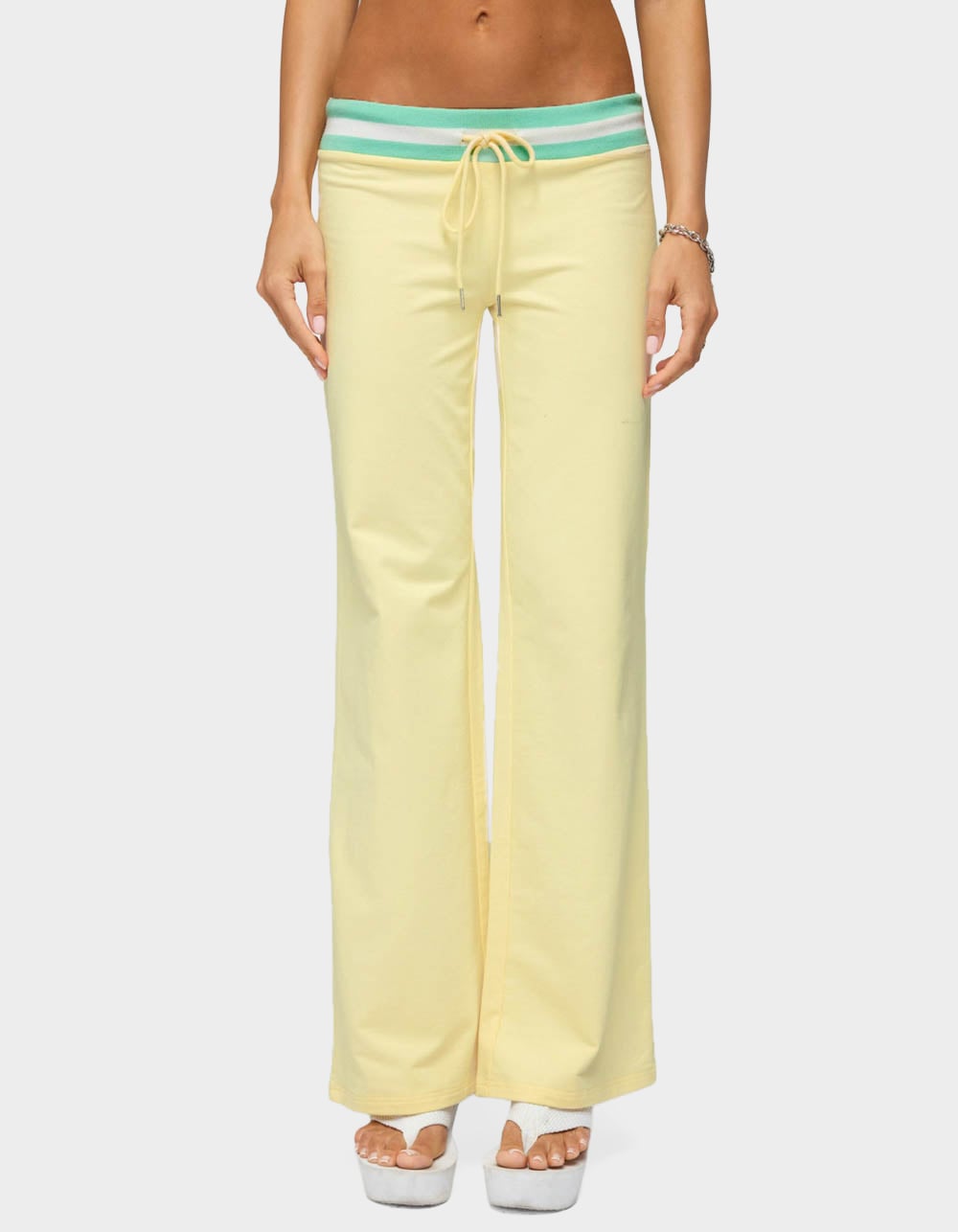 EDIKTED Clioh Contrast Waist Sweatpants - YELLOW