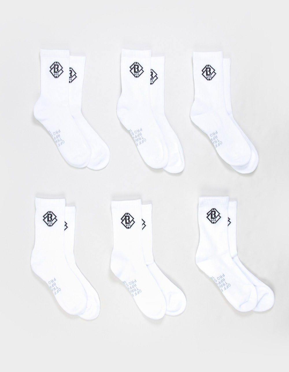 BASEBALL LIFESTYLE 101 6 Pack Boys Performance Crew Socks - WHITE
