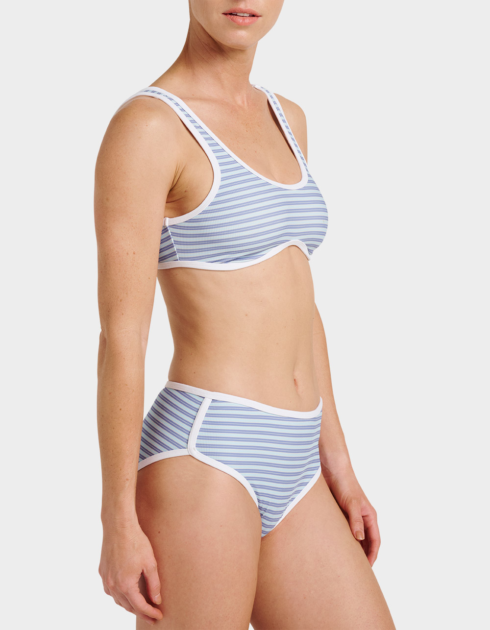 QUIKSILVER Cali Striped Crop Bikini Top - SKY BLUE