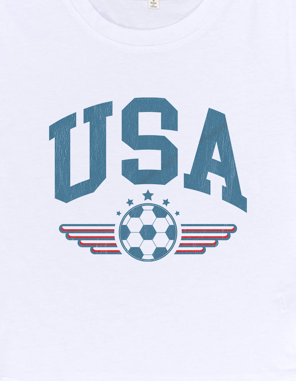 SOCCER USA Wings Womens Baby Tee - WHITE