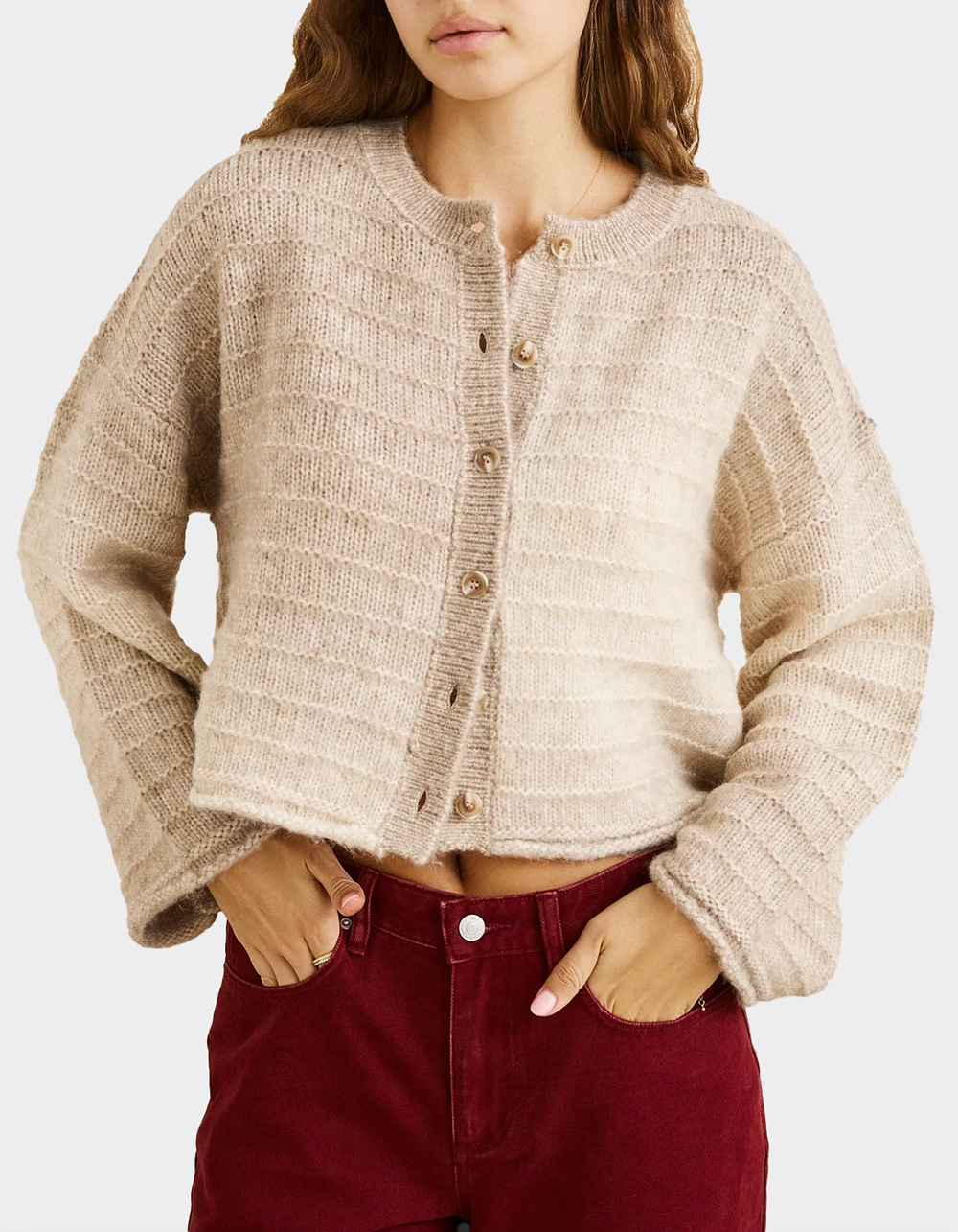 RHYTHM Baklava Womens Cardigan - CREAM