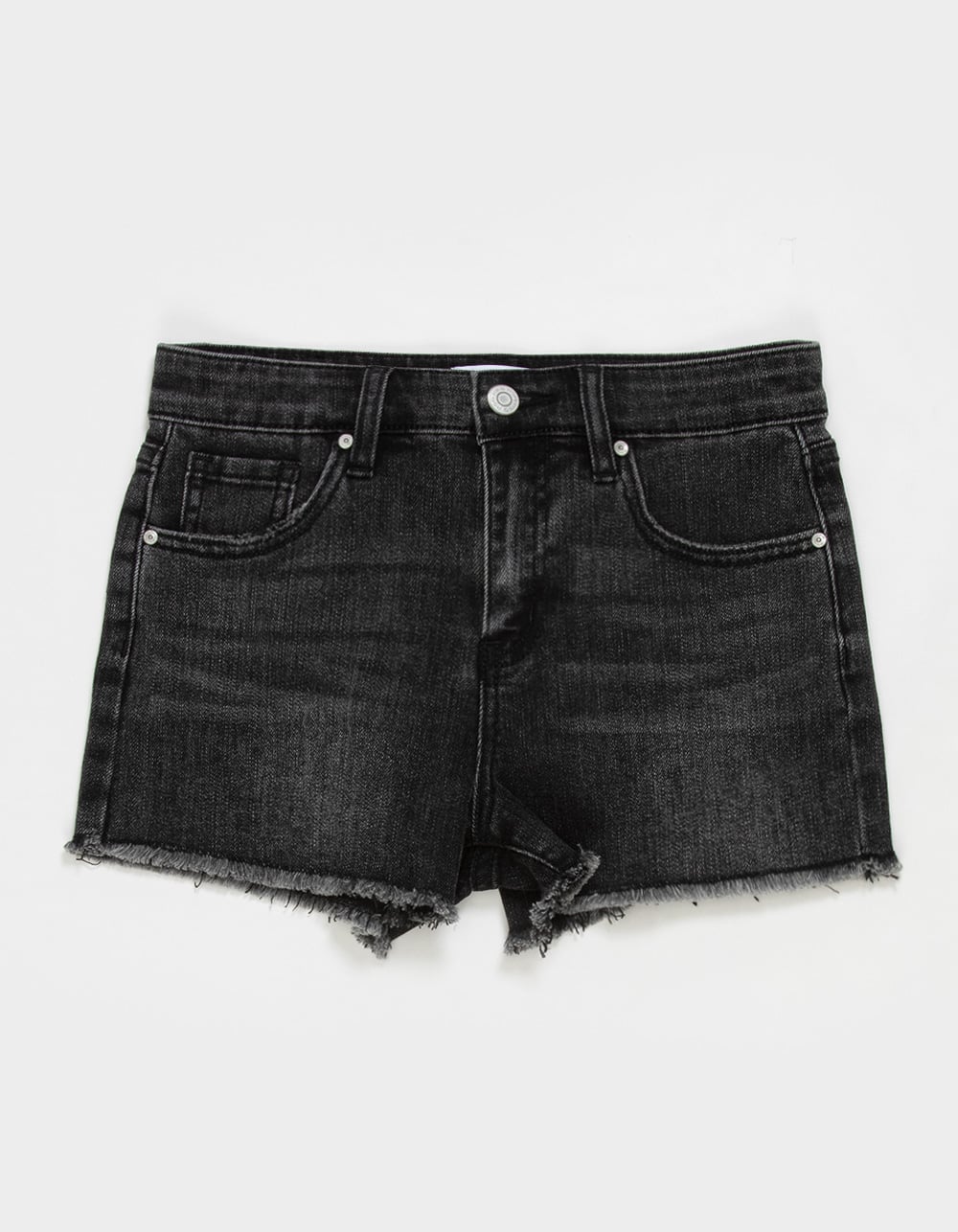 RSQ Girls Vintage High Rise Frayed Shorts - WASHED BLACK