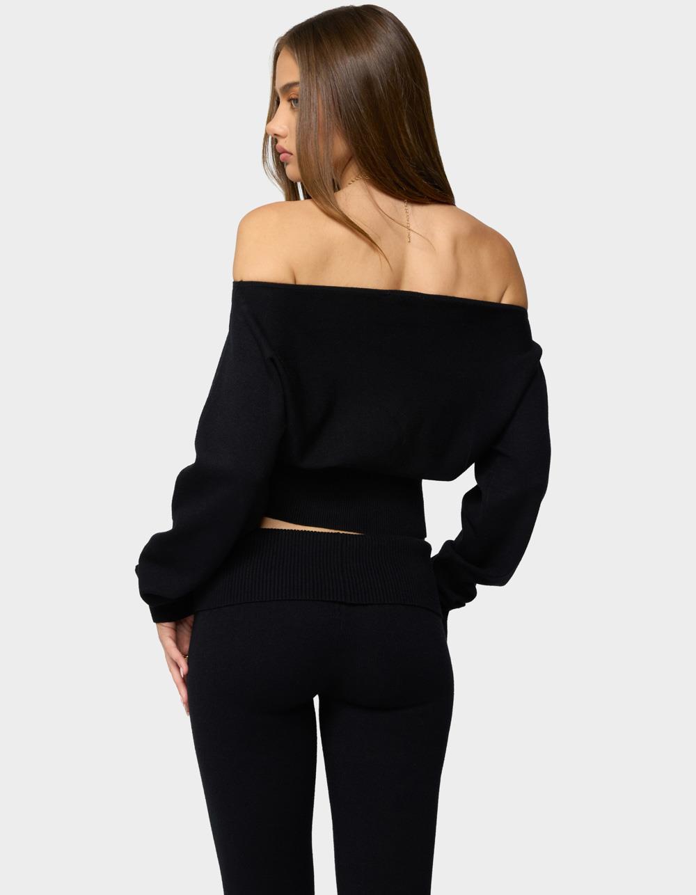 EDIKTED Skyla Off Shoulder Knit Sweater - BLACK
