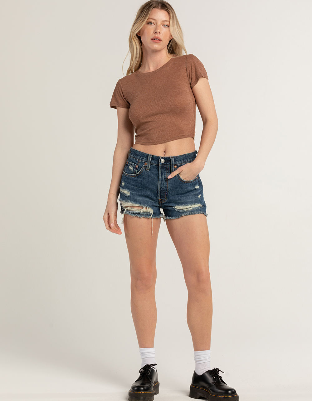 LEVI'S 501 High Rise Womens Denim Shorts - Blame Game - DARK INDIGO