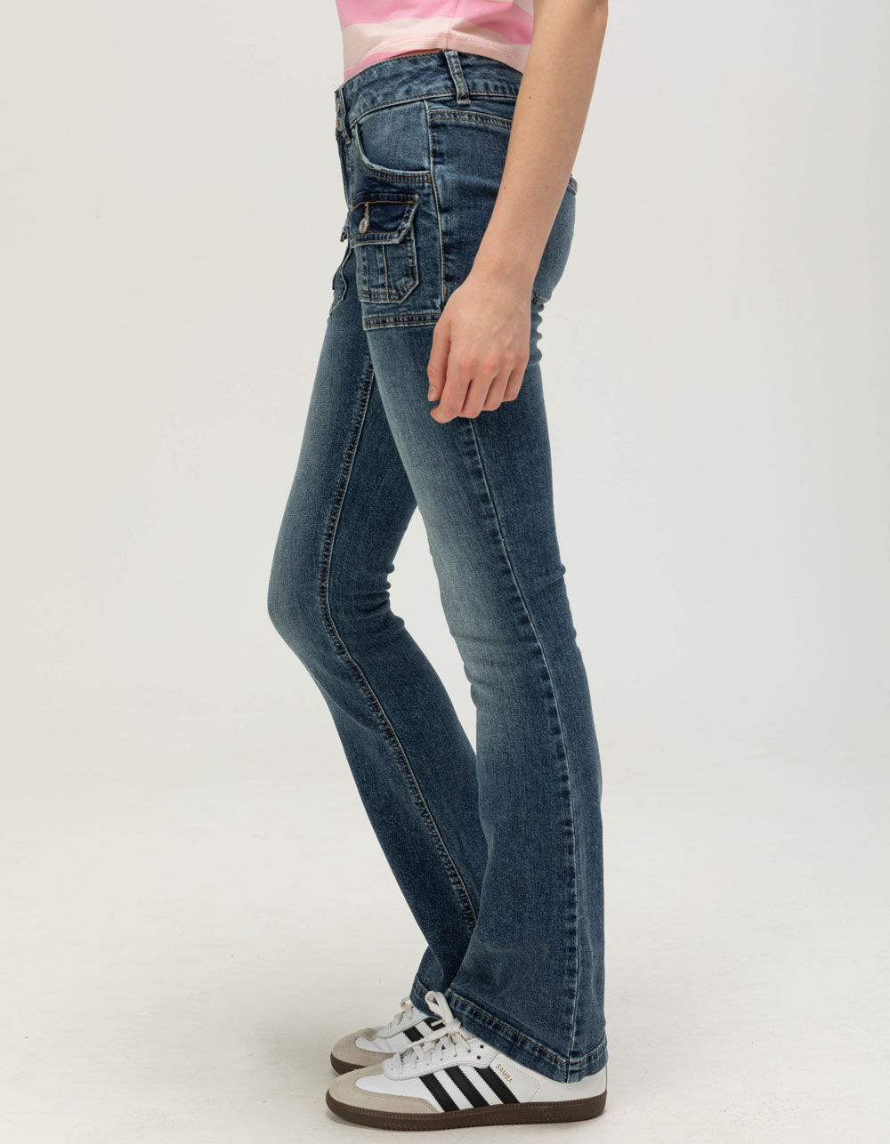 RSQ Womens Cargo Bootcut Jeans - MEDIUM WASH