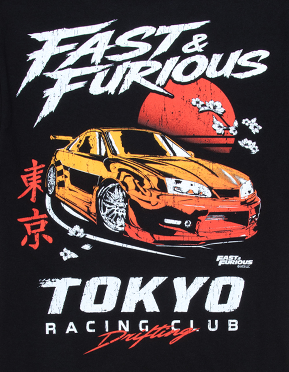 RIOT SOCIETY Fast & Furious Tokyo Racing Club Mens Tee - BLACK