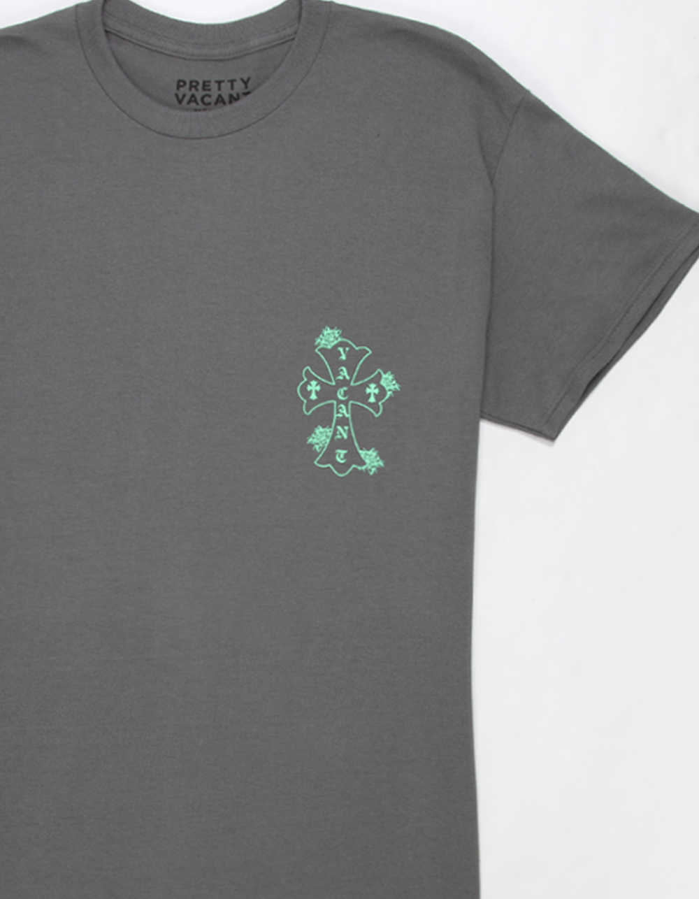 PRETTY VACANT Core Script Mens Tee - CHARCOAL