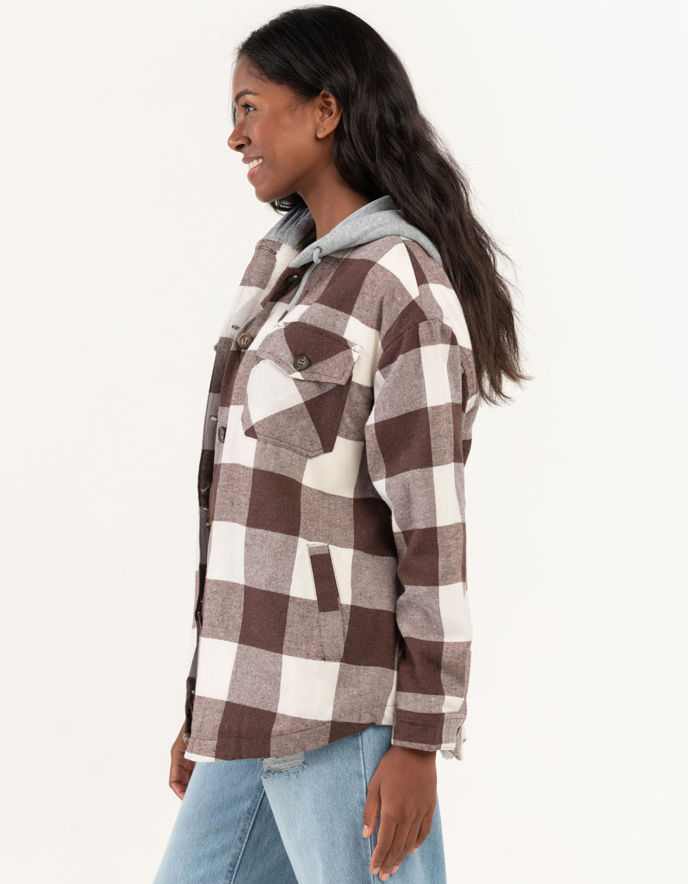 ASHLEY Sherpa Lined Womens Flannel BROWN Tillys
