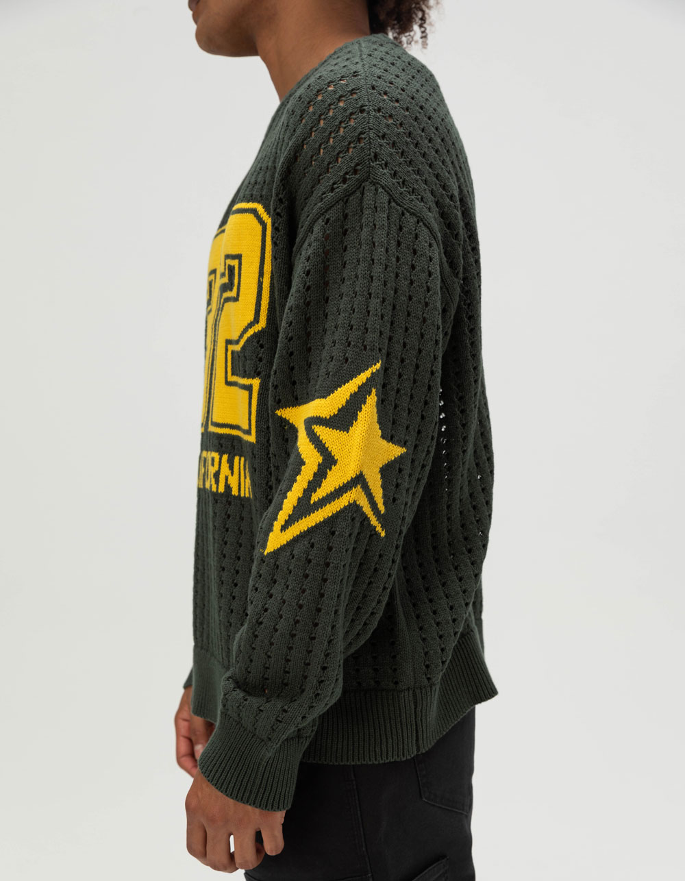 RSQ Mens Jersey Graphic Sweater - GREEN