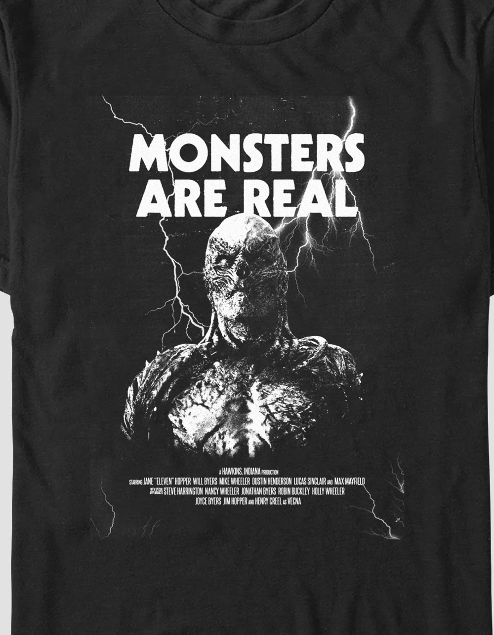 STRANGER THINGS Monsters Are Real Unisex Tee - BLACK
