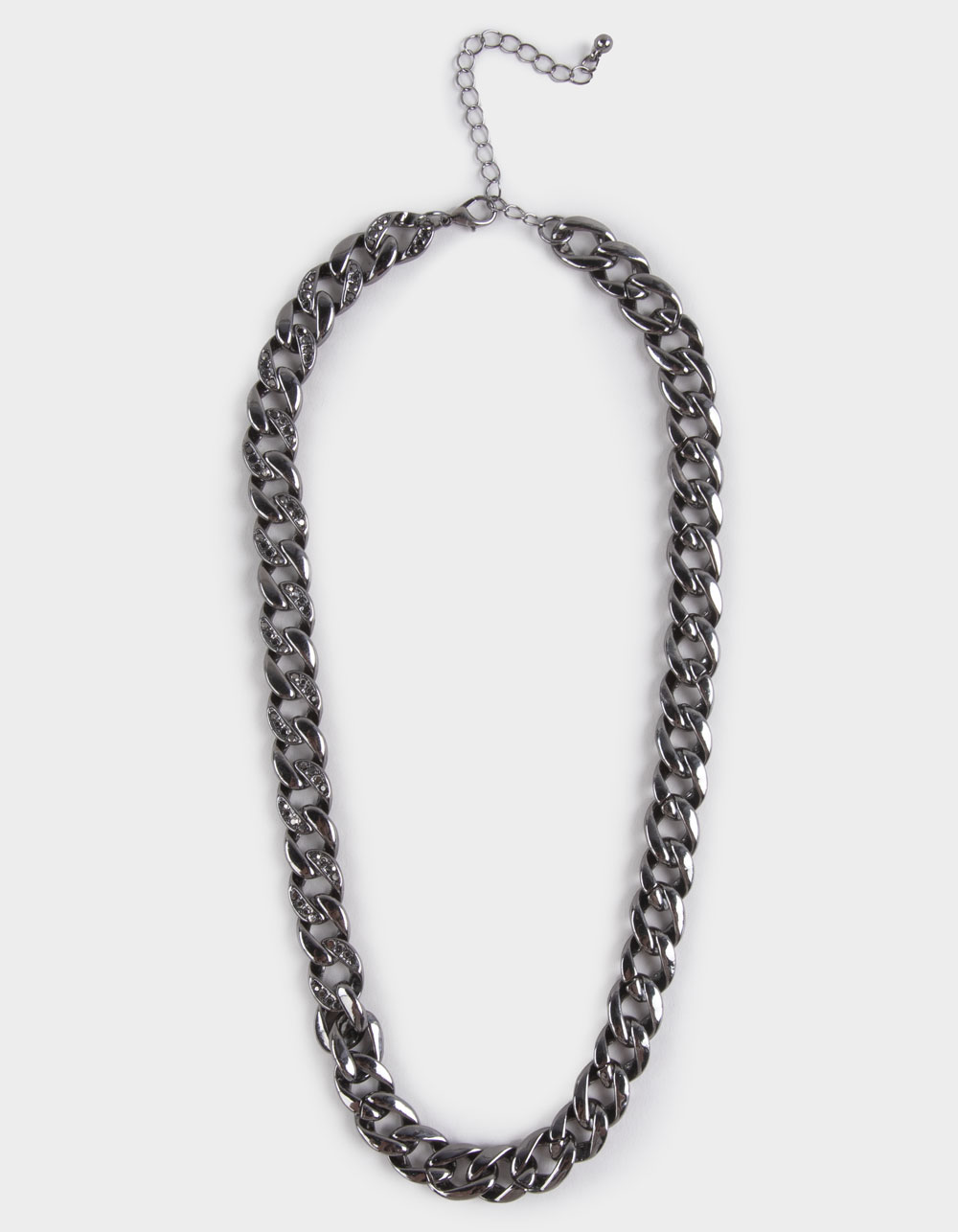 RSQ Rhinestone Cuban Link Chain Necklace - BLACK