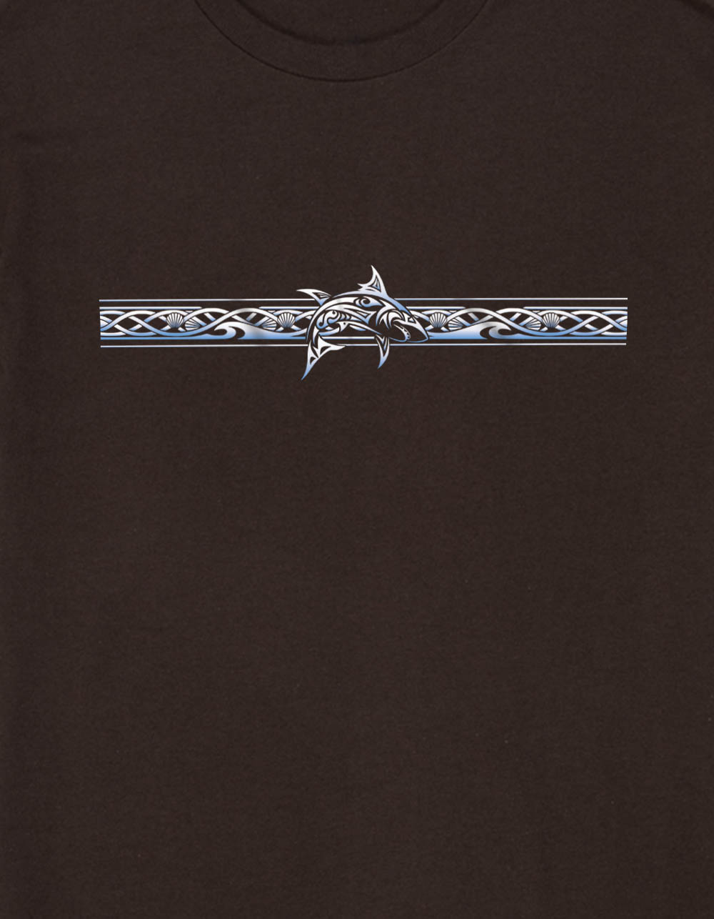 SHARK Tribal Stripe Unisex Tee - CHOCOLATE