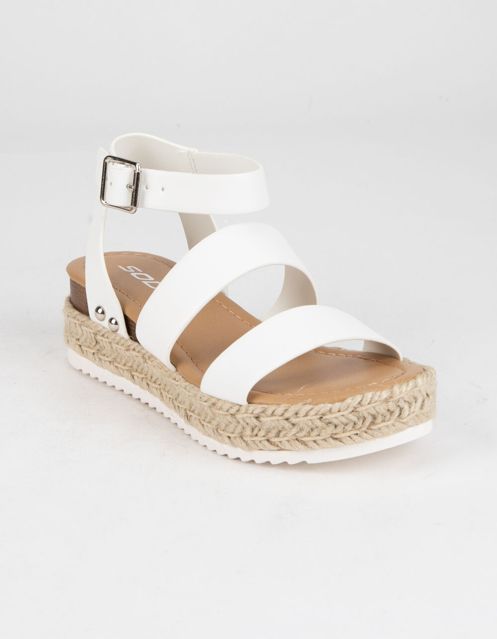 SODA Double Band Girls White Flatform Sandals - WHITE | Tillys