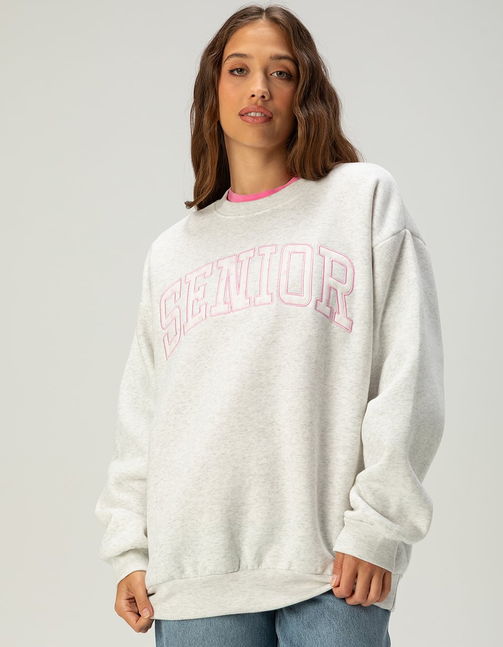 HAPPY CAMP3R Senior Womens Crewneck Sweatshirt - HEATHER GRAY