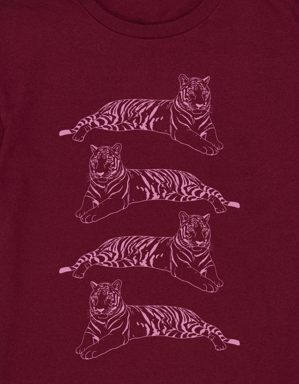 TIGER Stack Outline Unisex Kids Tee - MAROON