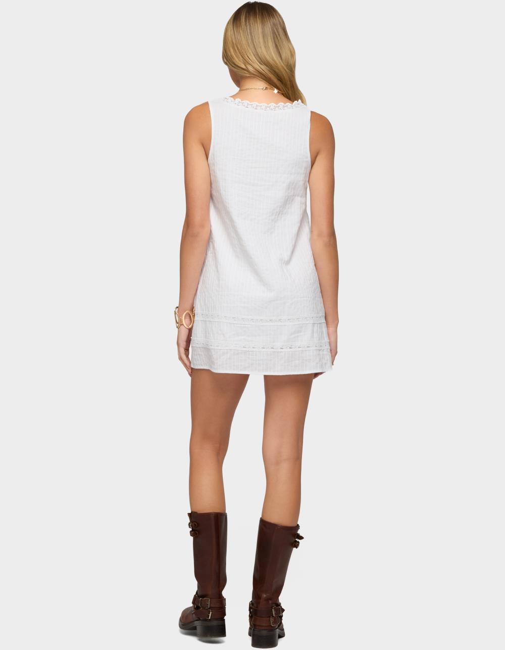 EDIKTED Doroh Lacey Striped Cotton Mini Dress - WHITE