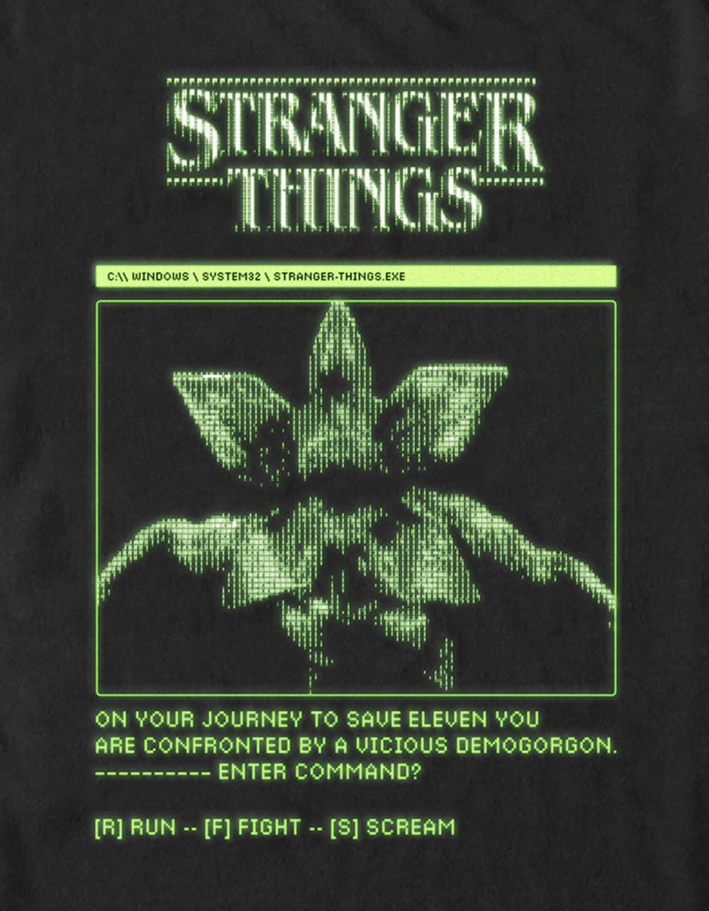 STRANGER THINGS Demogorgon Game Journey Unisex Tee - BLACK