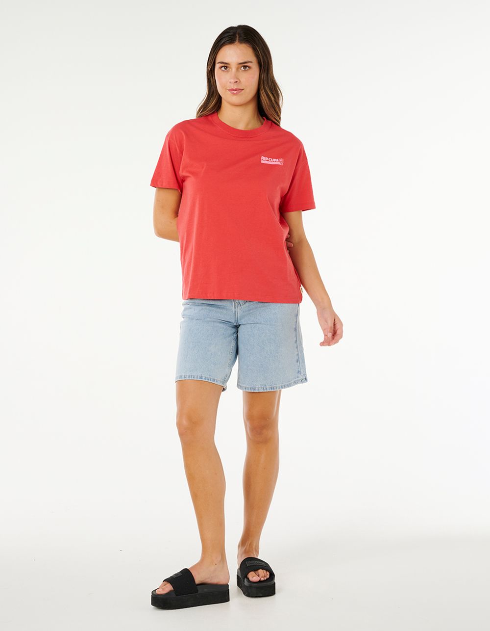 RIP CURL Ocean Break Womens Relaxed Tee - RED