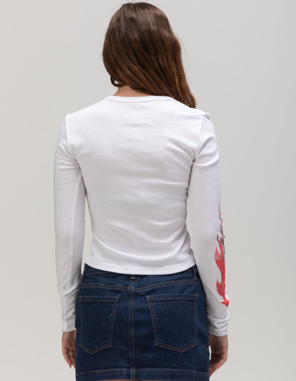 HONDA Womens Long Sleeve Baby Tee - WHITE
