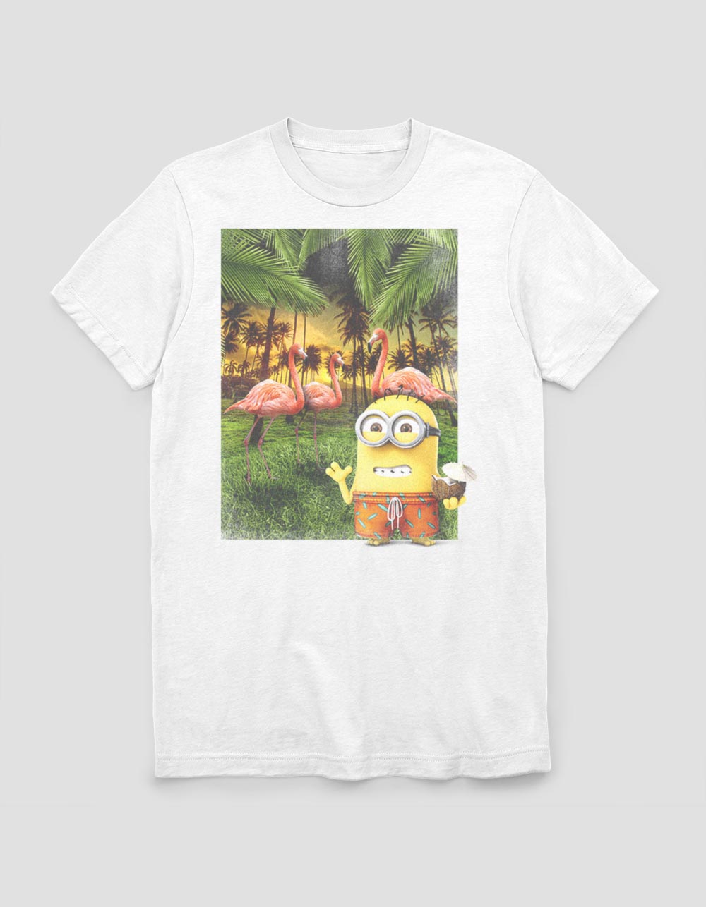 MINIONS Flamingo Paradise Unisex Tee - WHITE