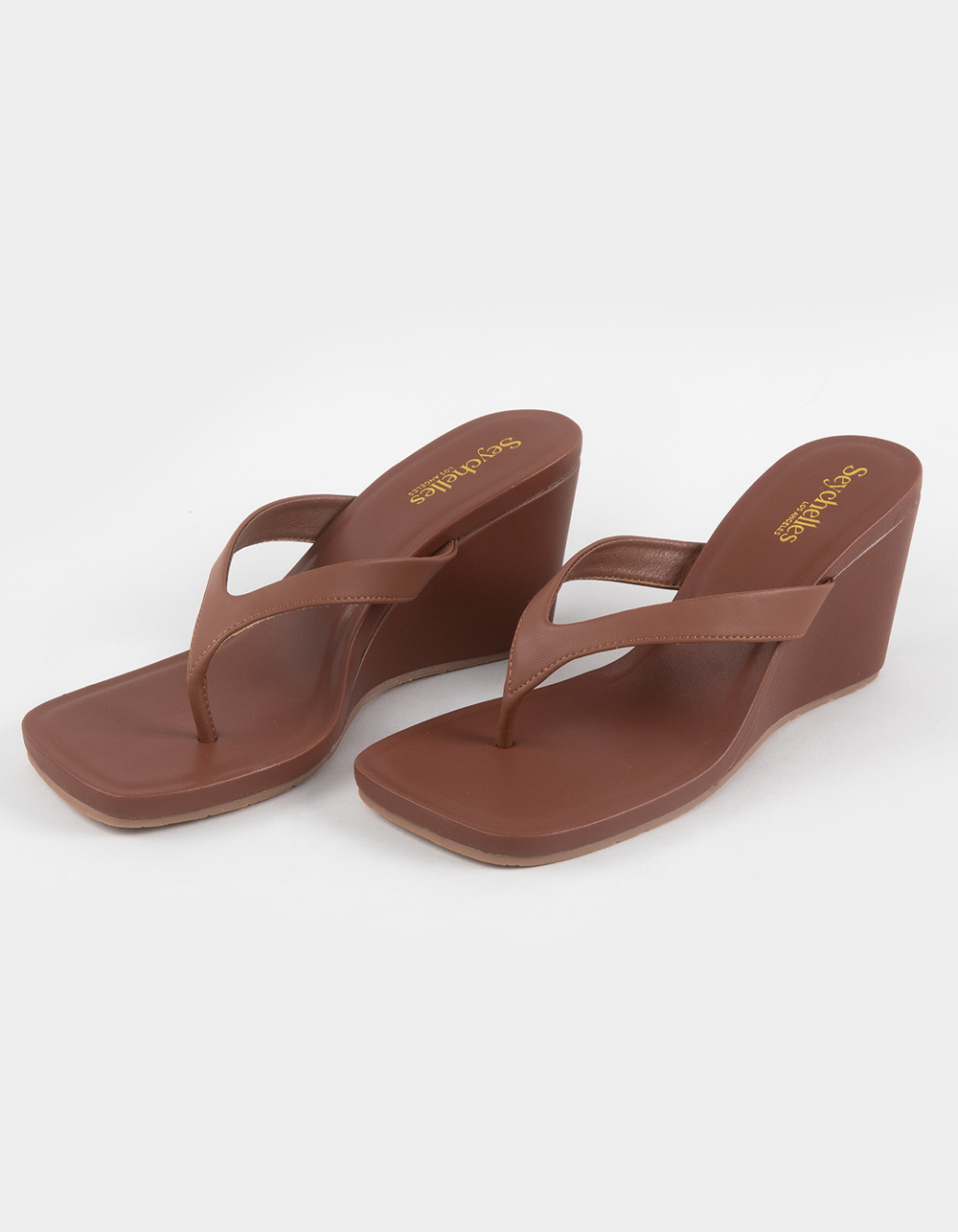 SEYCHELLES Uptown Womens Wedge Flip Flops - BROWN