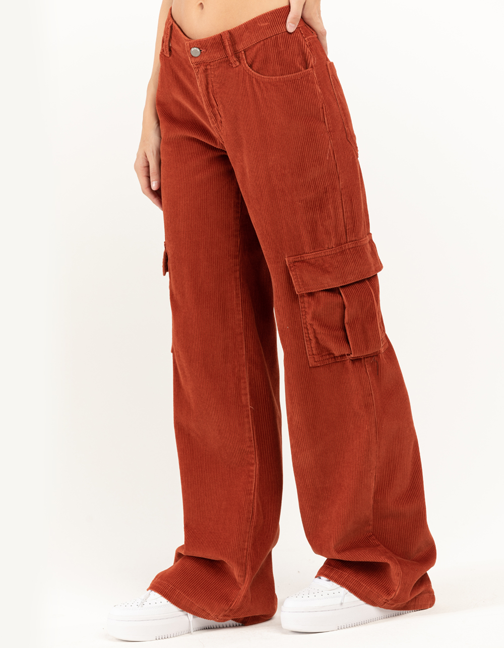RSQ Womens Low Rise Cargo Corduroy Puddle Pants SUNBAKED Tillys