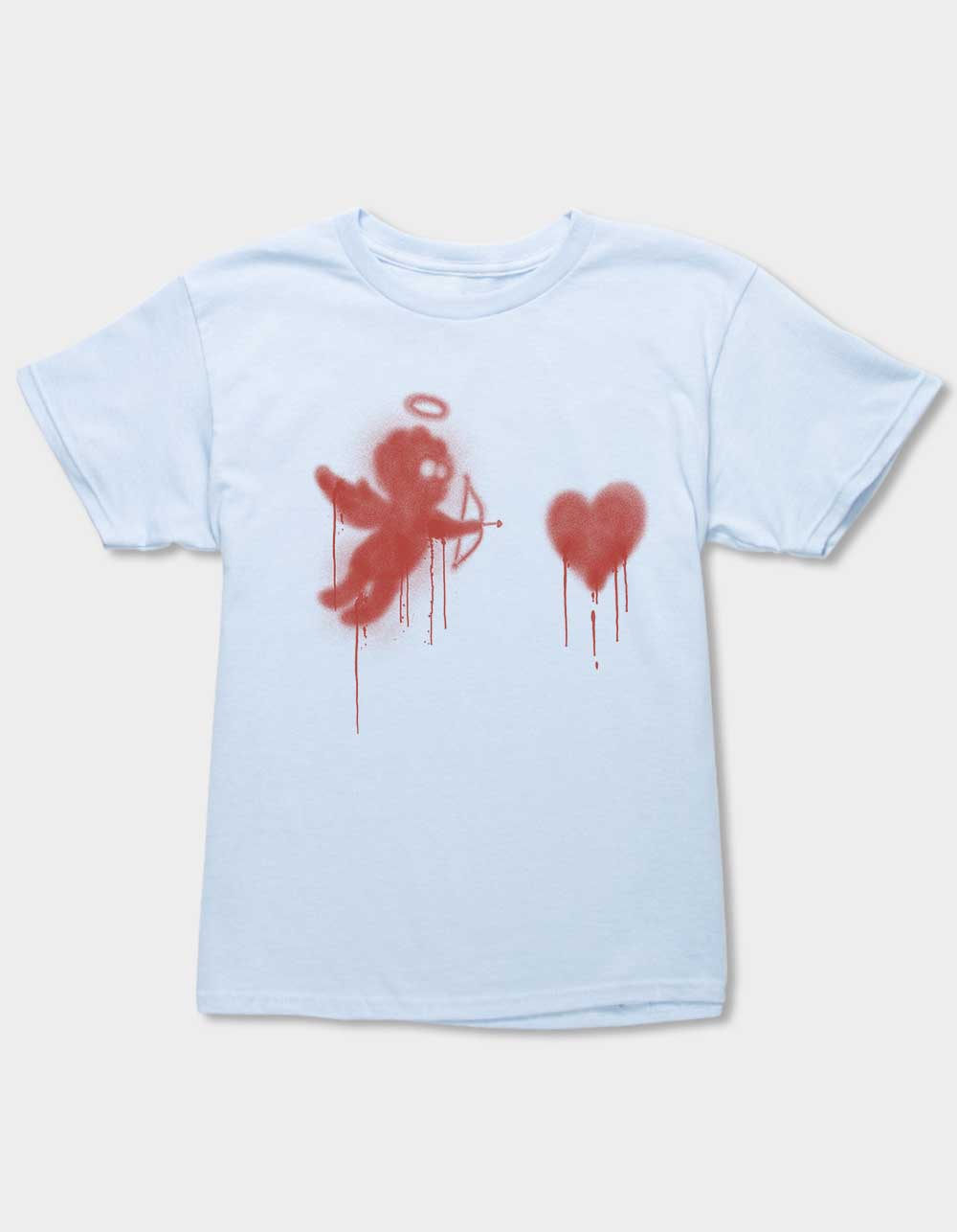CUPID Paint Splatter Heart Unisex Kids Tee - LIGHT BLUE