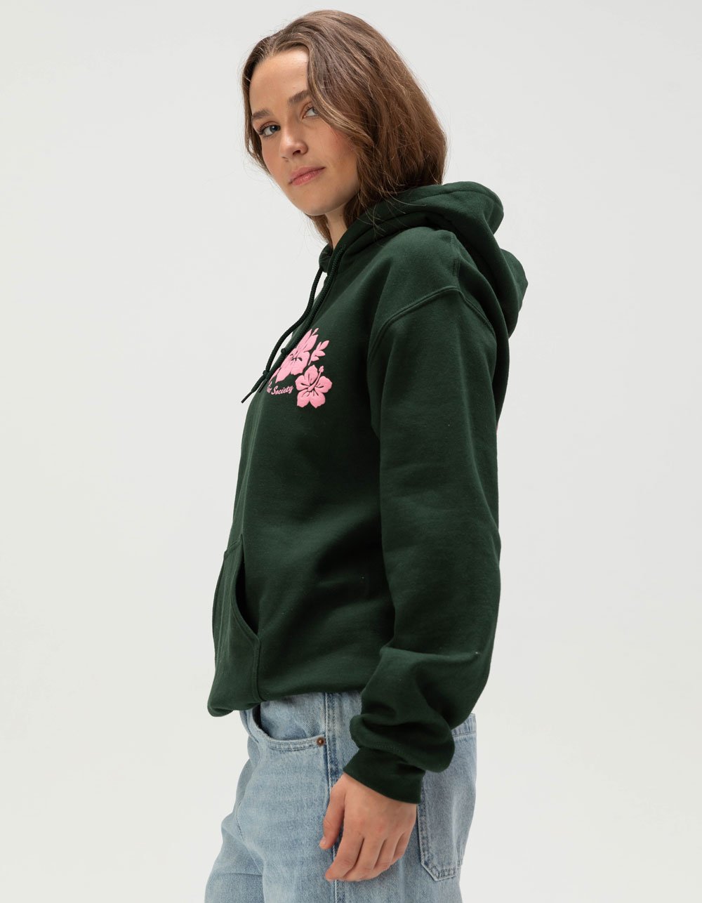 RIOT SOCIETY Hibiscus Womens Hoodie - GREEN