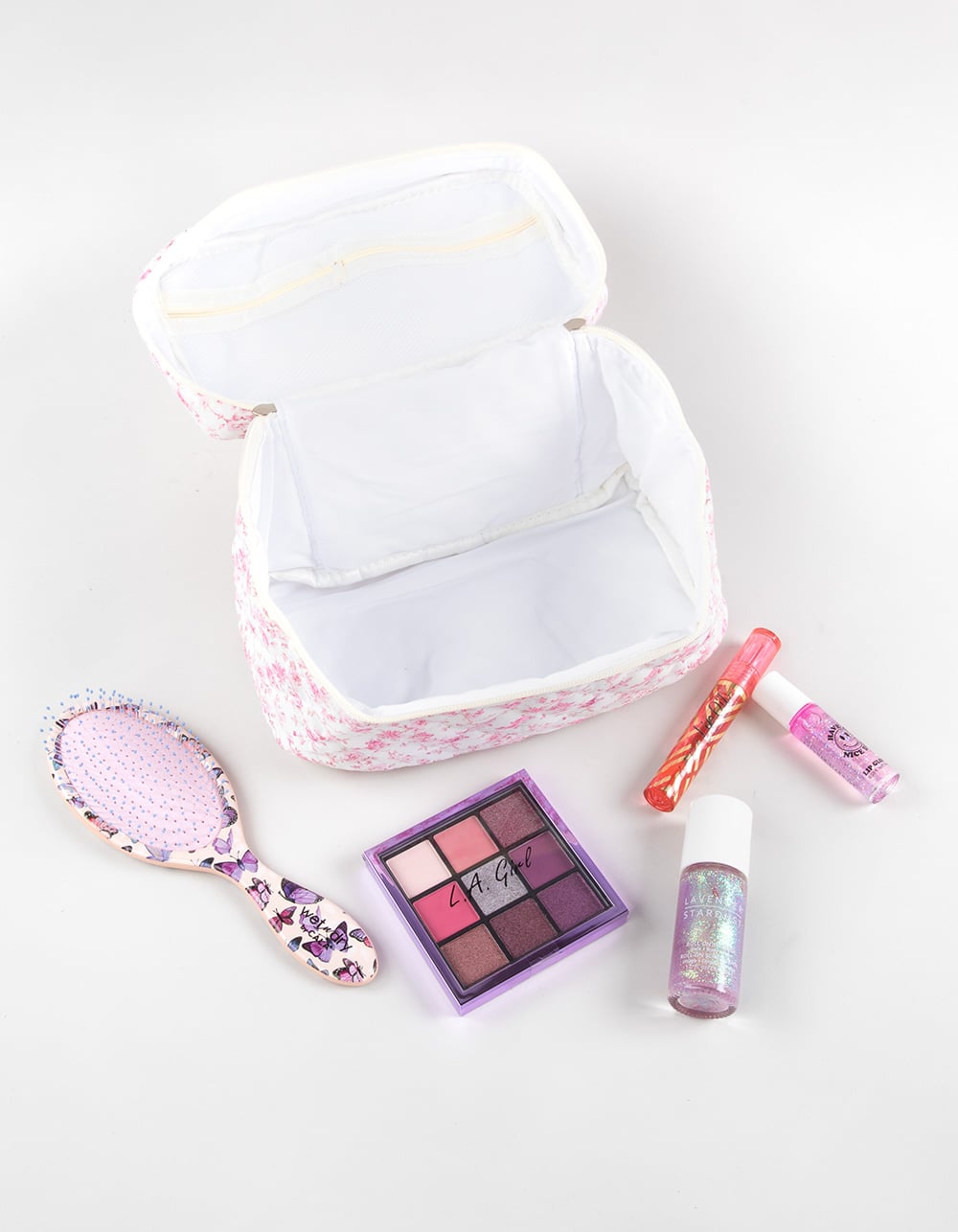 TILLYS Quilted Floral Cosmetic Bag - PINK