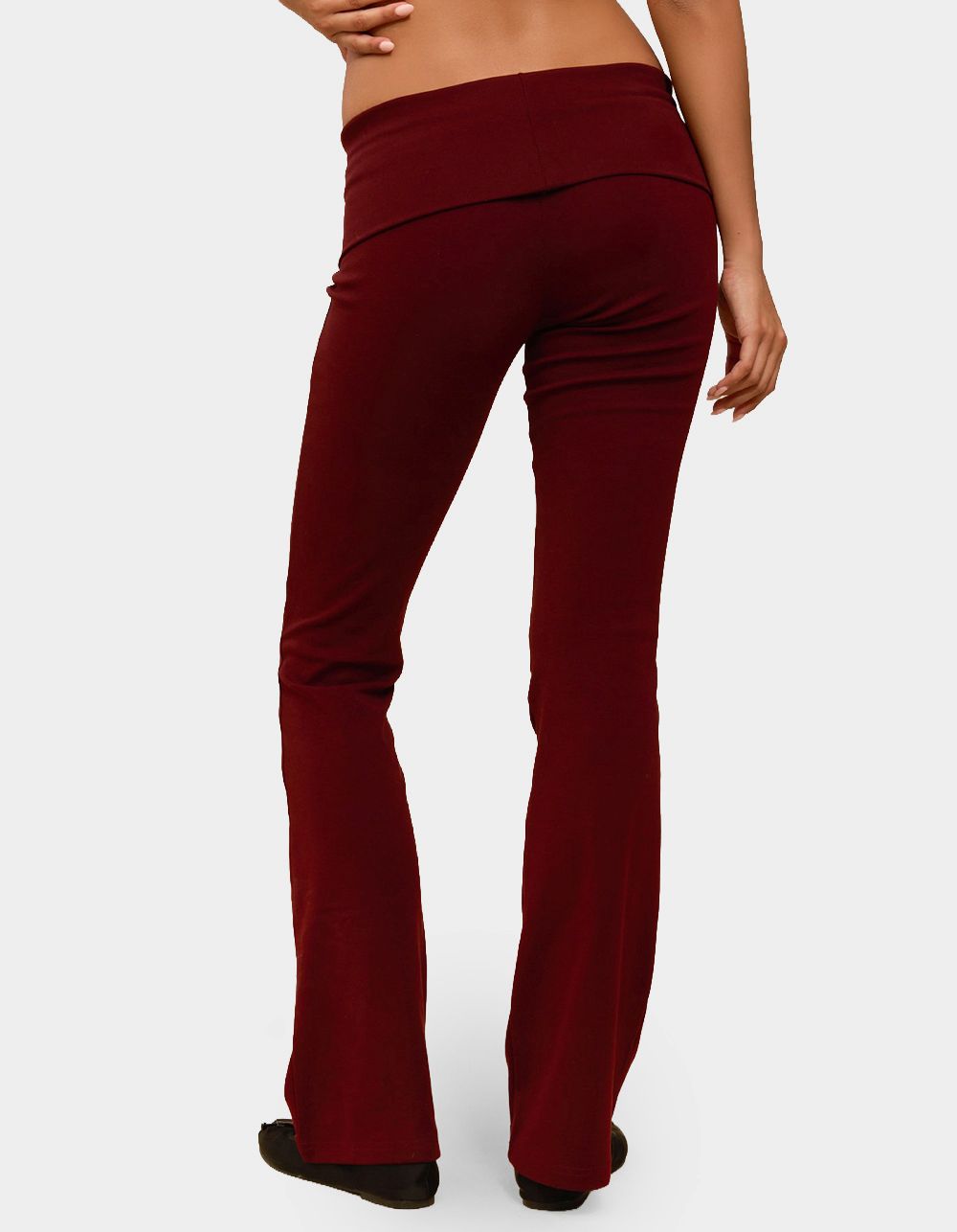 EDIKTED Ivanne Foldover Flared Pants - DK RED