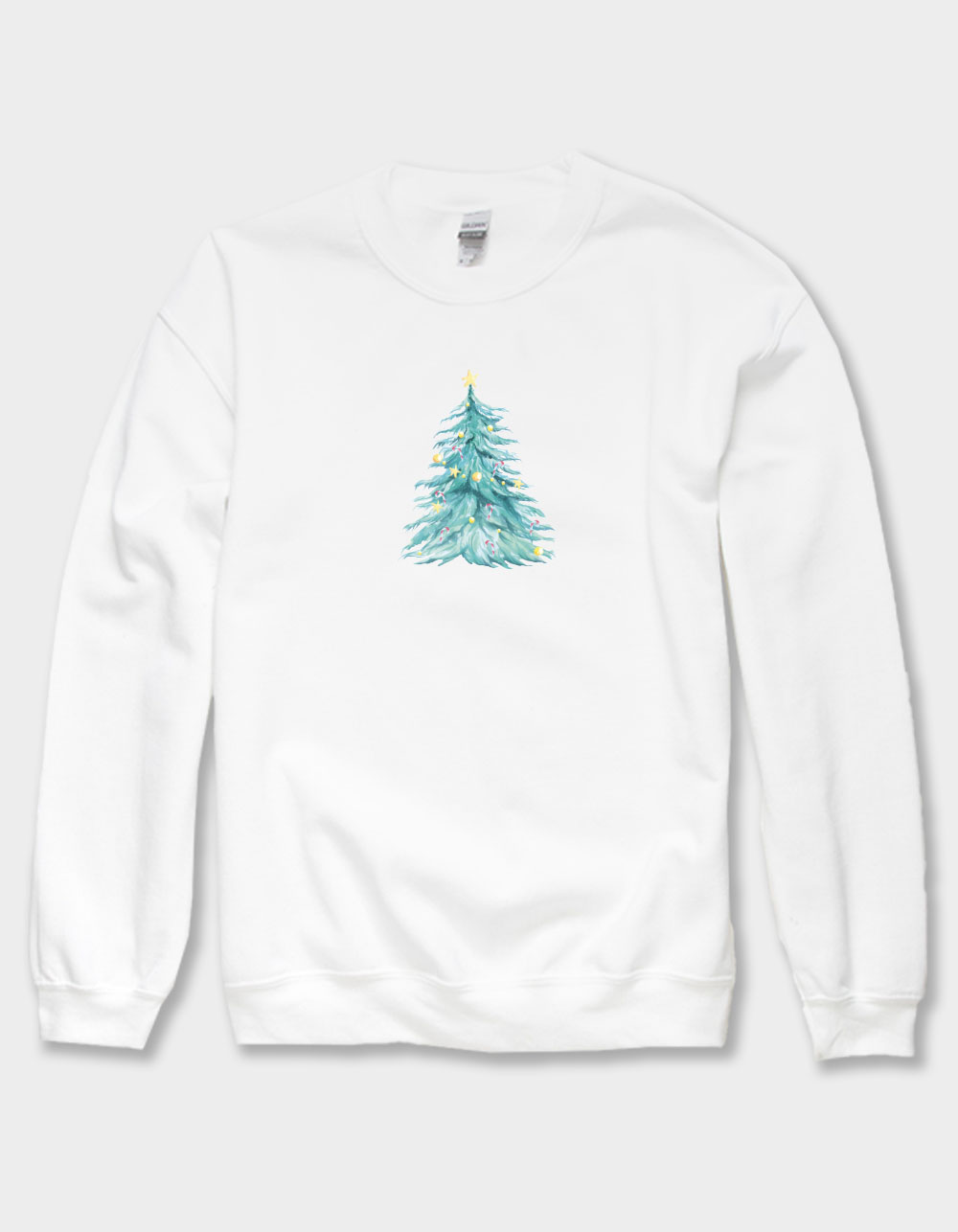 Tree Watercolor Christmas Unisex Crewneck Sweatshirt - WHITE