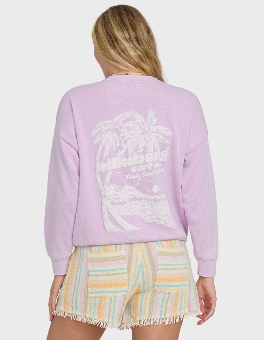 BILLABONG Echo Burnout Womens Oversized Crewneck Sweatshirt - LILAC
