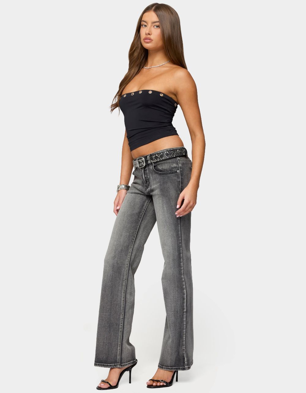 EDIKTED Dahna Grommet Tube Top - BLACK