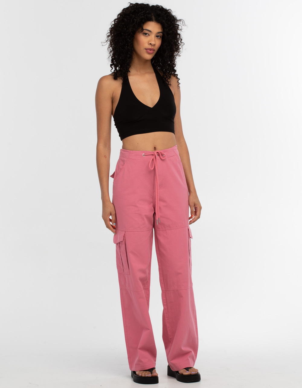 RSQ Womens Drawstring Cargo Pants PINK Tillys