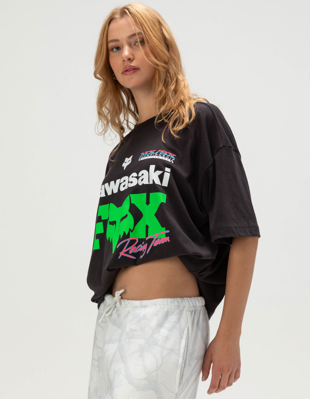 FOX Kawasaki Womens Oversized Tee - BLACK